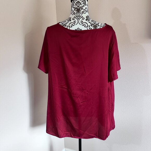 Share Torrid Satin Cowl Neck Short Flutter Sleeve Blouse - Biking Red - Size 1X - Picture 7 of 13